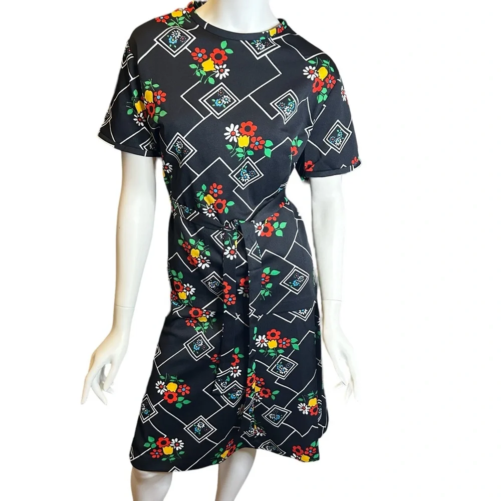 70s Vintage Sears Fashion Top Skirt Set Black